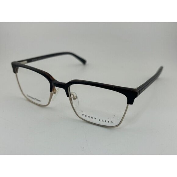 PERRY ELLIS - Black PE 465-1 52-19-145 Half Rim Eyeglass Frames - Picture 1 of 8